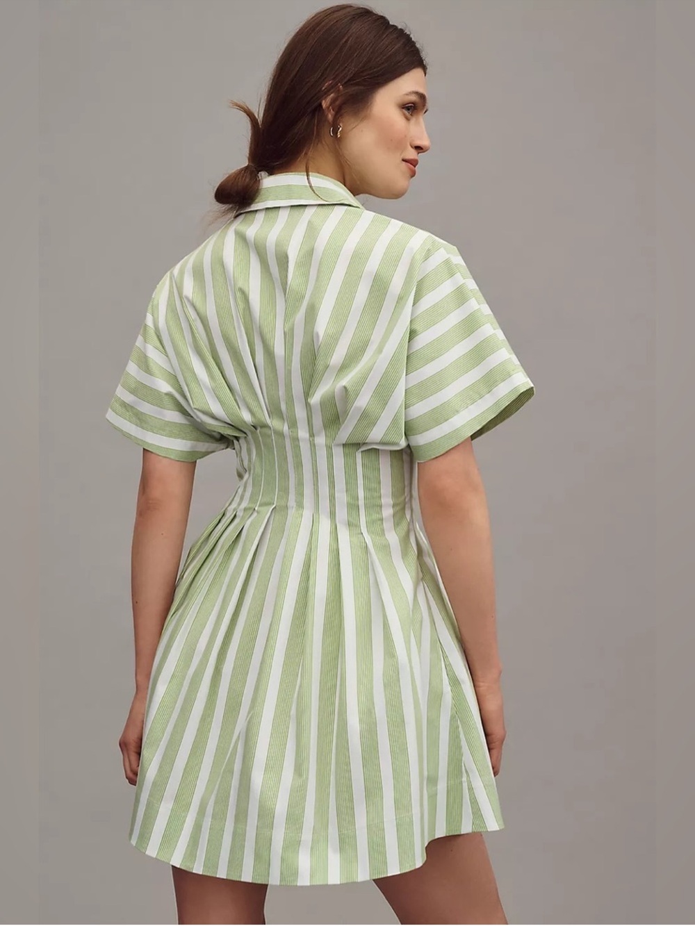 Anthropologie The Tobie Mini Shirt Dress by Exquise Button Front Green Size XS - Picture 2 of 14